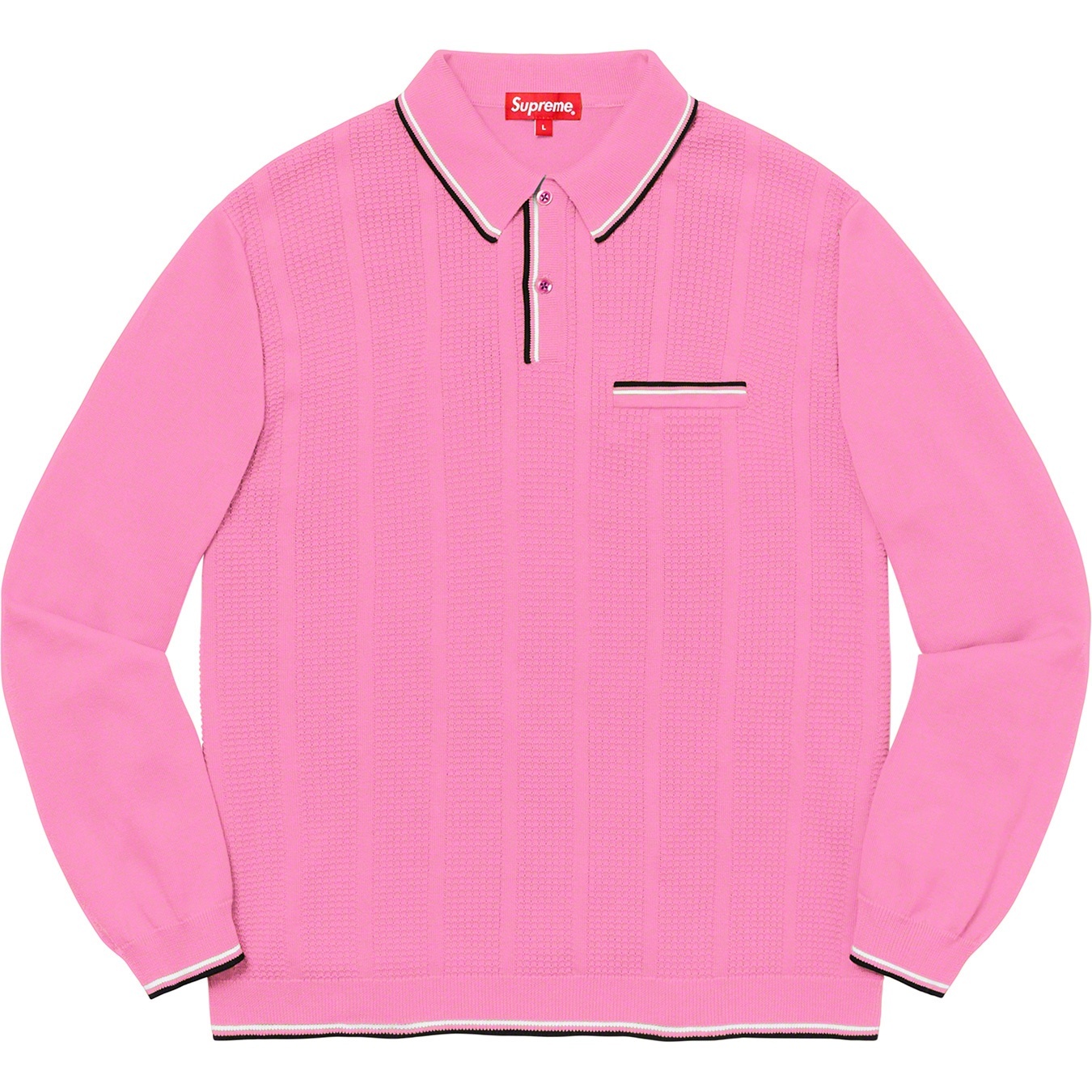 Stripe Rib L/S Knit Polo view 3
